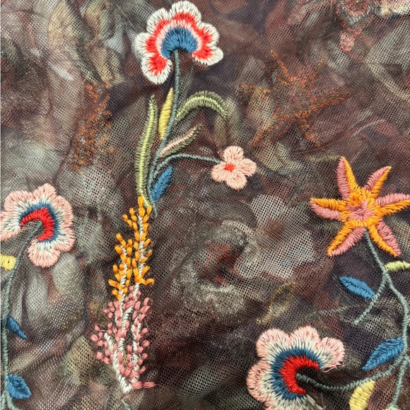 Johnny Was BIYA Embroidered Mesh Dress Boho Floral RARE like new - Picture 9 of 16